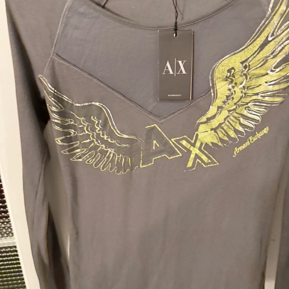 Armani Exchange Women’s Long Sleeve Top With Wing Design Taupe Sz S NWT & COA - Picture 2 of 15